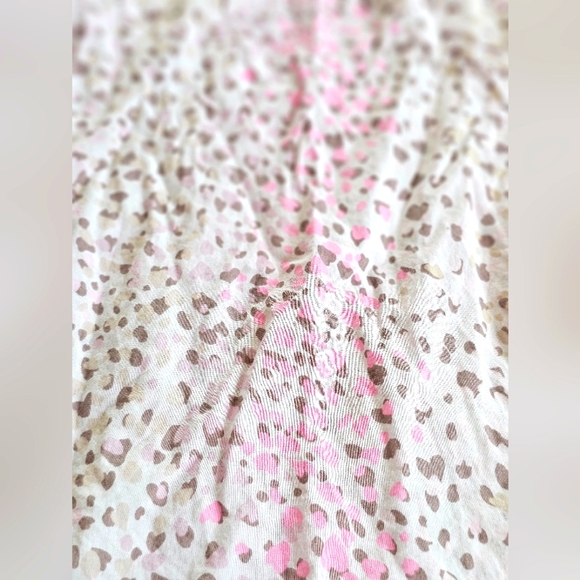 Victoria's Secret Pajama Button Up Top Leopard Cheetah Print Ivory Pink & Beige - Picture 9 of 11